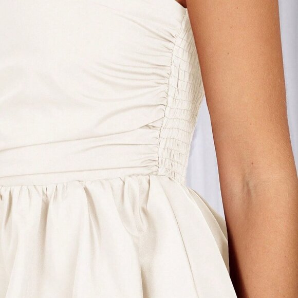 Apricot Casual Women's Elegant Cropped Tube Top With Ruffle Hem - Picture 7 of 7